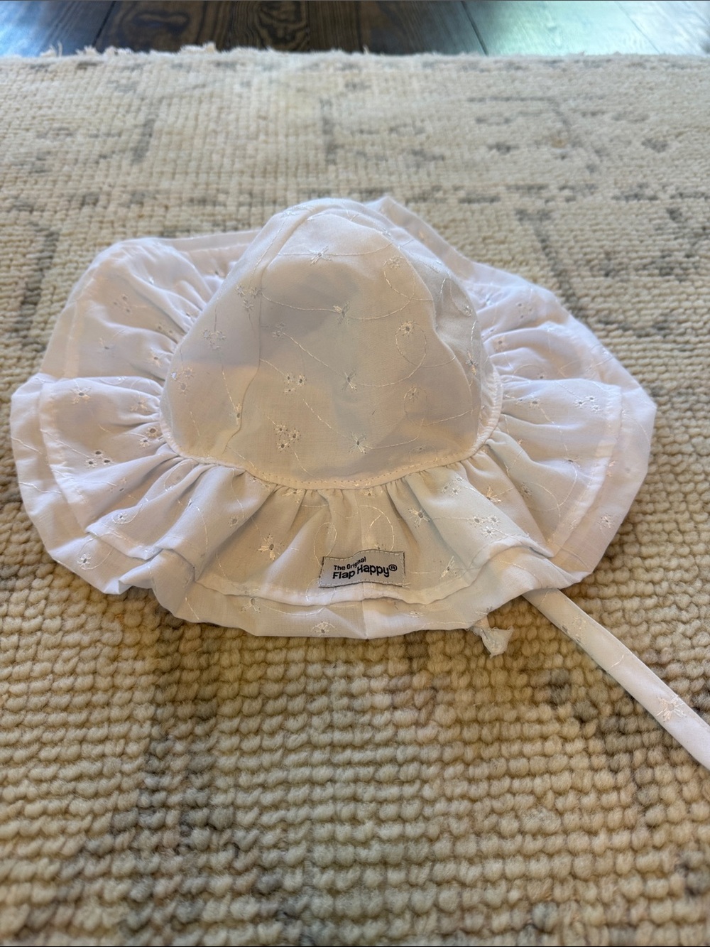 Flap Happy White Eyelet Ruffle Sun Hat for Kids